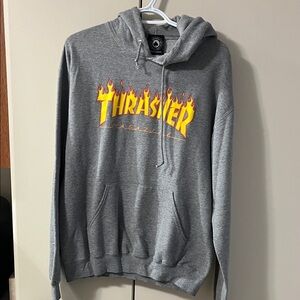 Thrasher Gray Hoodie with Yellow Flame Logo